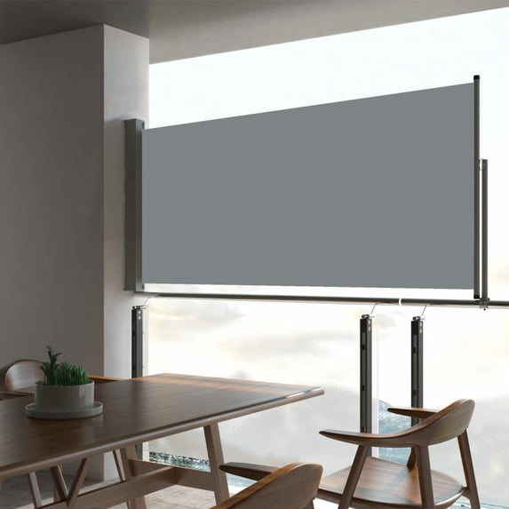Patio Retractable Side Awning 23.6"x118.1" Gray