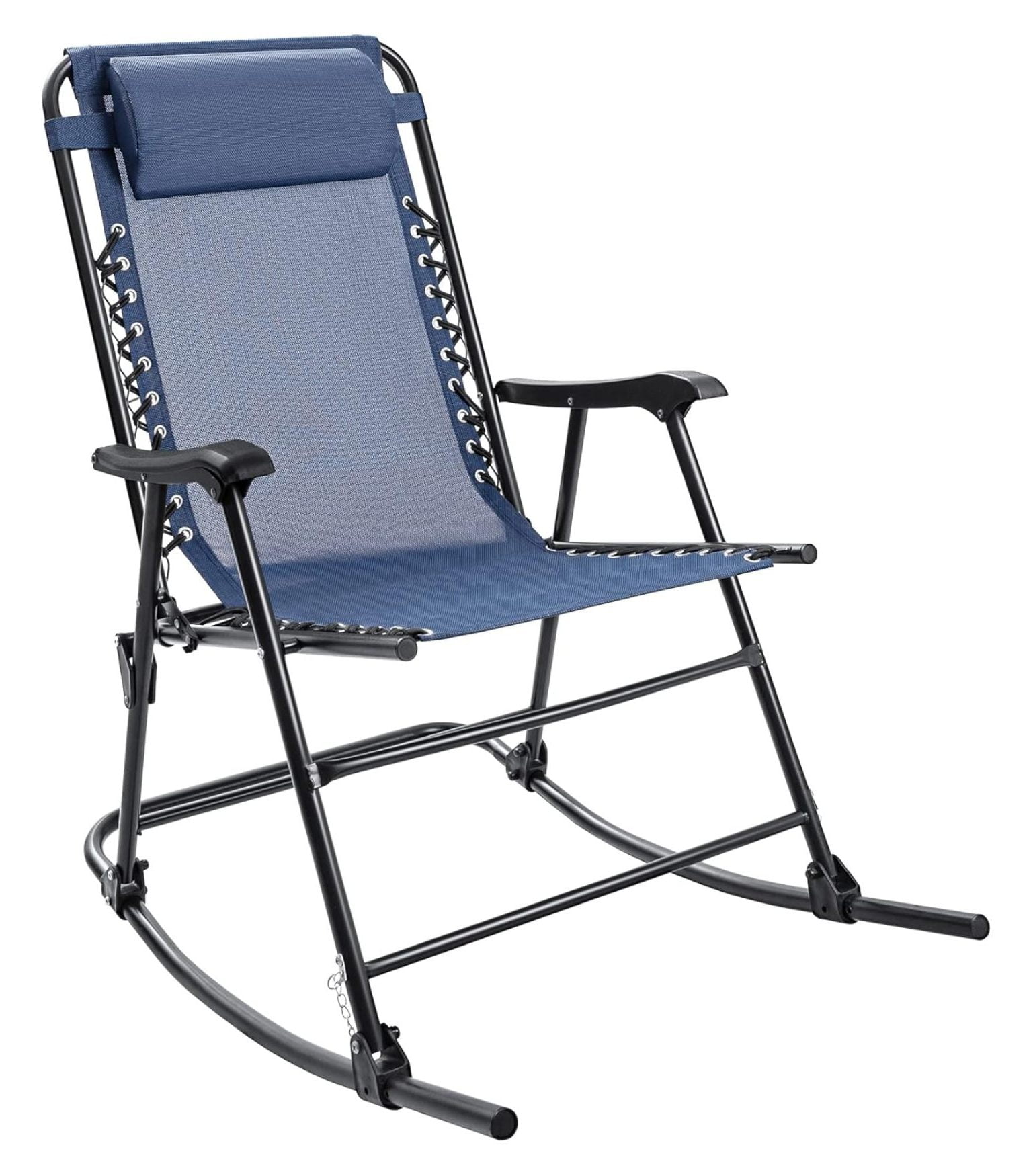 Patio Rocking Chair Chair Outdoor Folding Recliner Foldable Lounge Chair Outdoor Pool Chair for Patio, Poolside and Camping (Blue)