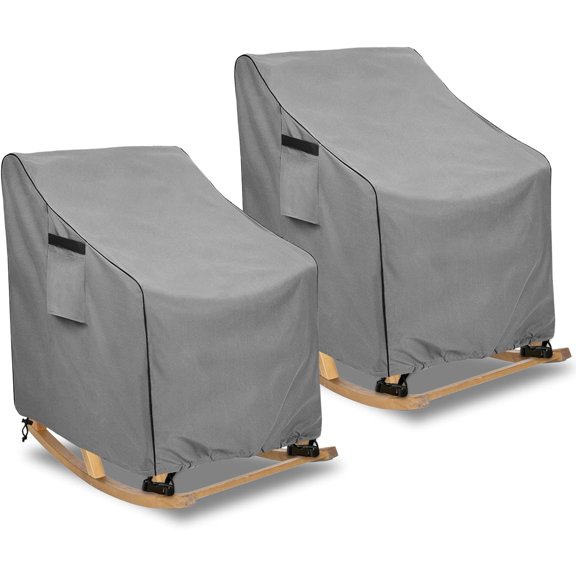 Patio Rocking Chair Cover 2-Pack,Rocking Chair Covers for Outdoor Furniture, 27''W x 34''D x 45''H Inch,Rocking Chair Covers Waterproof,Beige & Brown