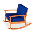thumbnail image 1 of Patio Rocking Chair, Deep Seat Rocker with Thicken Cushion and Backrest, Solid Wood-Framed Chair with Sturdy Curved Base for Living Room,Balcony,Garden, Natural Finish, Navy Cushion, 1 of 5