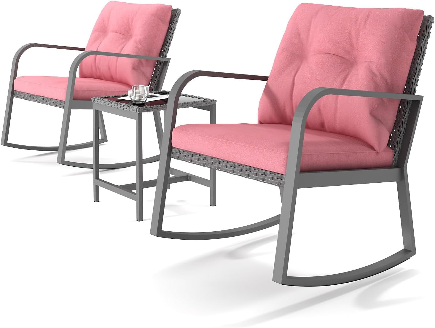 Patio Rocking Chair Outdoor Bistro Set (RED, 3PIECES) - Walmart.com