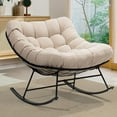 thumbnail image 1 of Patio Rocking Chair Outdoor & Indoor, Metal Patio Lounge Rocking Chair with Thick Cushion, Comfy Modern Rocker Chair for Living Room, Porch, Backyard, Beige Cushion - Black Matte Rocker, 1 of 6