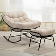 thumbnail image 1 of Patio Rocking Chair Outdoor & Indoor with Ottoman, Metal Patio Lounge Rocking Chair with Thick Cushion, Comfy Modern Rocker Chair, Beige Cushion - Black Matte Rocker, 1 of 6