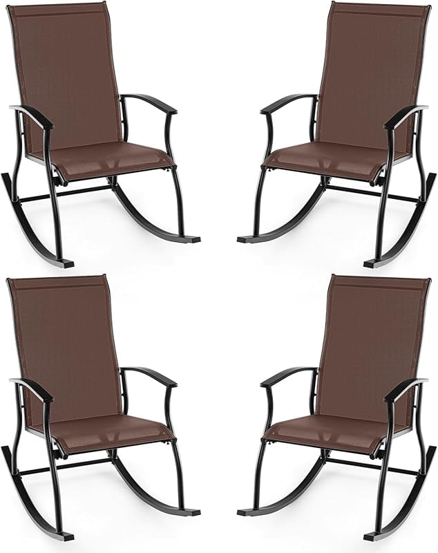 Patio Rocking Chairs Set of 2, Outdoor Rocking Chair with Smooth & Safe ...