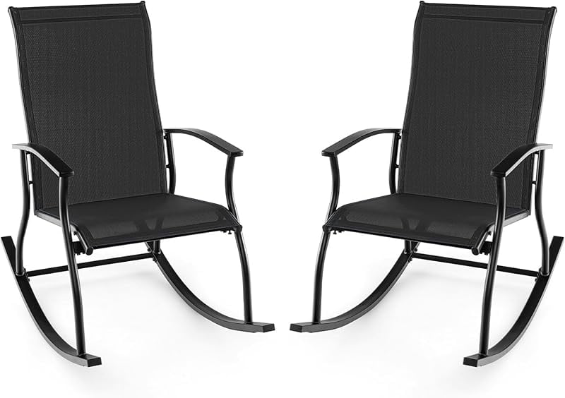 Patio Rocking Chairs Set of 2, Outdoor Rocking Chair with Smooth & Safe ...
