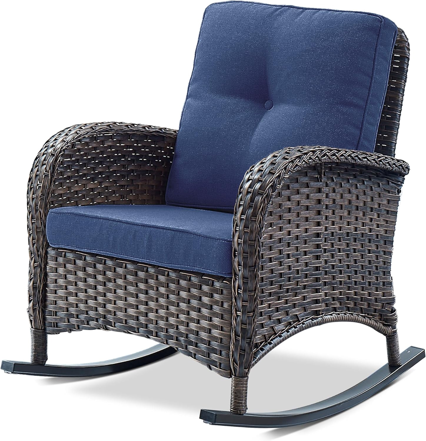 Patio Rocking Chairs Wicker Set - Outdoor Rocking Chairs Set of 2 with ...