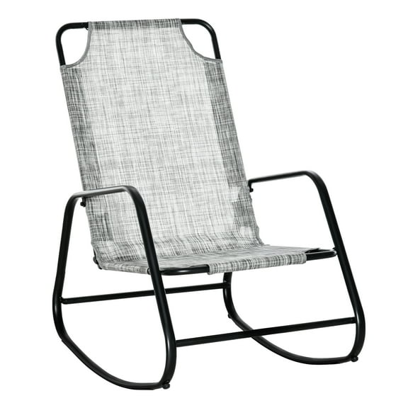 Patio Rocking Seat In Grey. Strong Steel Build. Comfortable And . Smooth Rock For Balcony, Porch. 242lbs Capacity. 23.62"w X 36.5"d 36.62"h. Chair Garden, Grey - Powder-coated Steel, Patio, Porch,