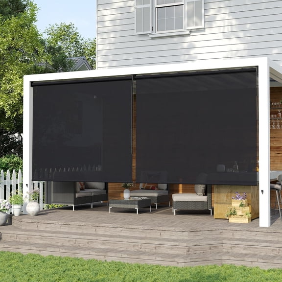 Patio Roller Shade, Outdoor Exterior Roll Up Blinds with Chain Clutch Operation HDPE Roller Shade Cloth for Porch Balcony Backyard Gazebo (4' W X 6' L), Graphite