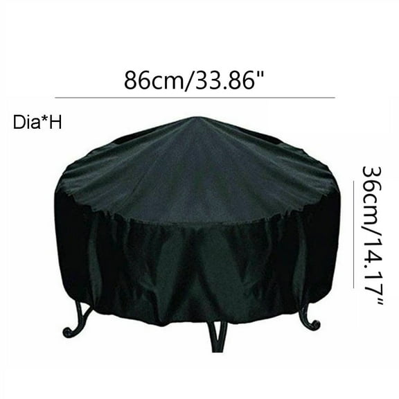 Patio Round Fire Cover Waterproof UV Protector Grill BBQ Cover Outdoor Yard