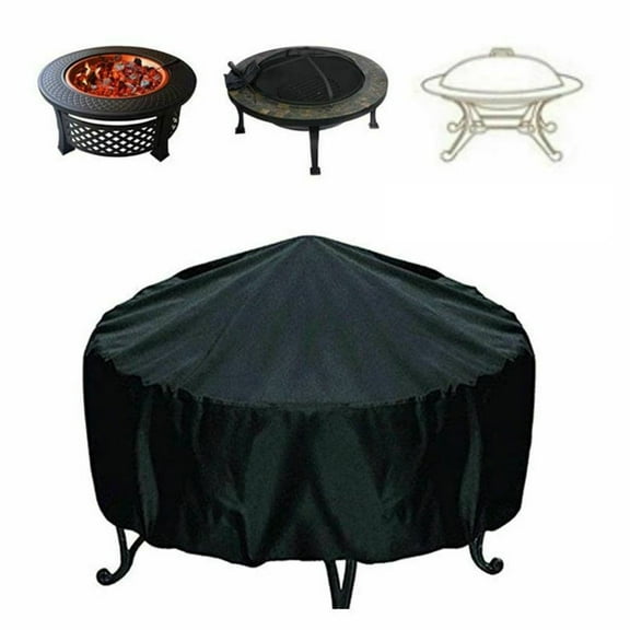 Vruelia Patio Round Fire Pit Cover Waterproof UV Protector Grill BBQ Cover Outdoor Yard