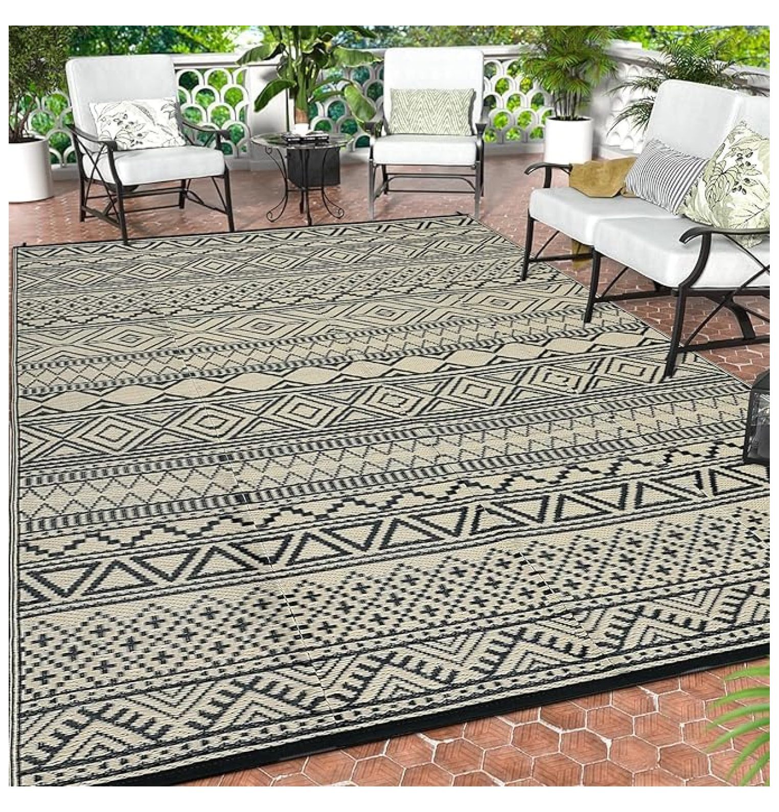 Patio Rugs Outdoor 9x18 Waterproof Reversible Plastic Straw Camping ...