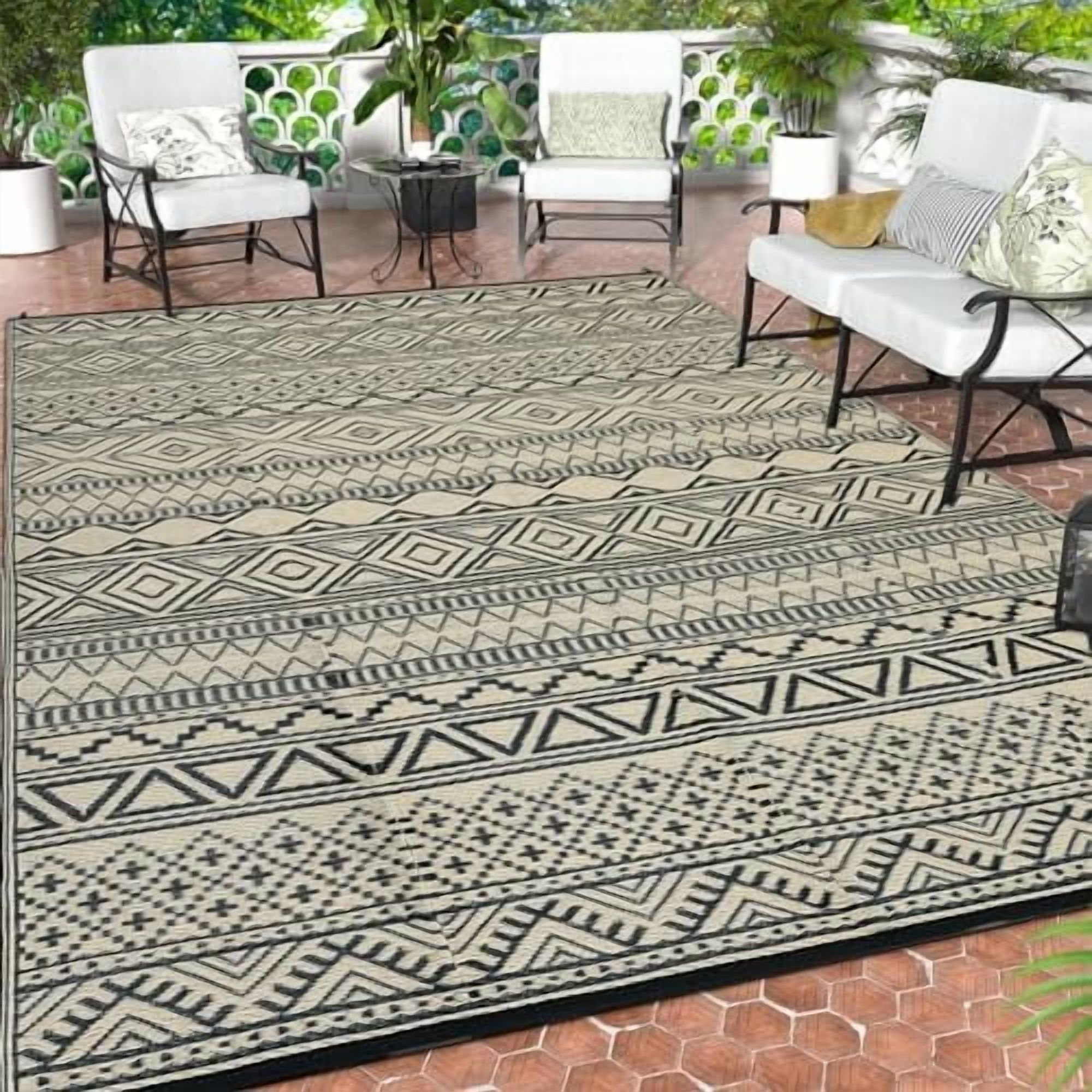 Patio Rugs Outdoor 9x18 Waterproof Reversible Plastic Straw Camping ...
