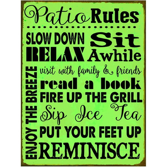 Patio Rules Metal Sign
