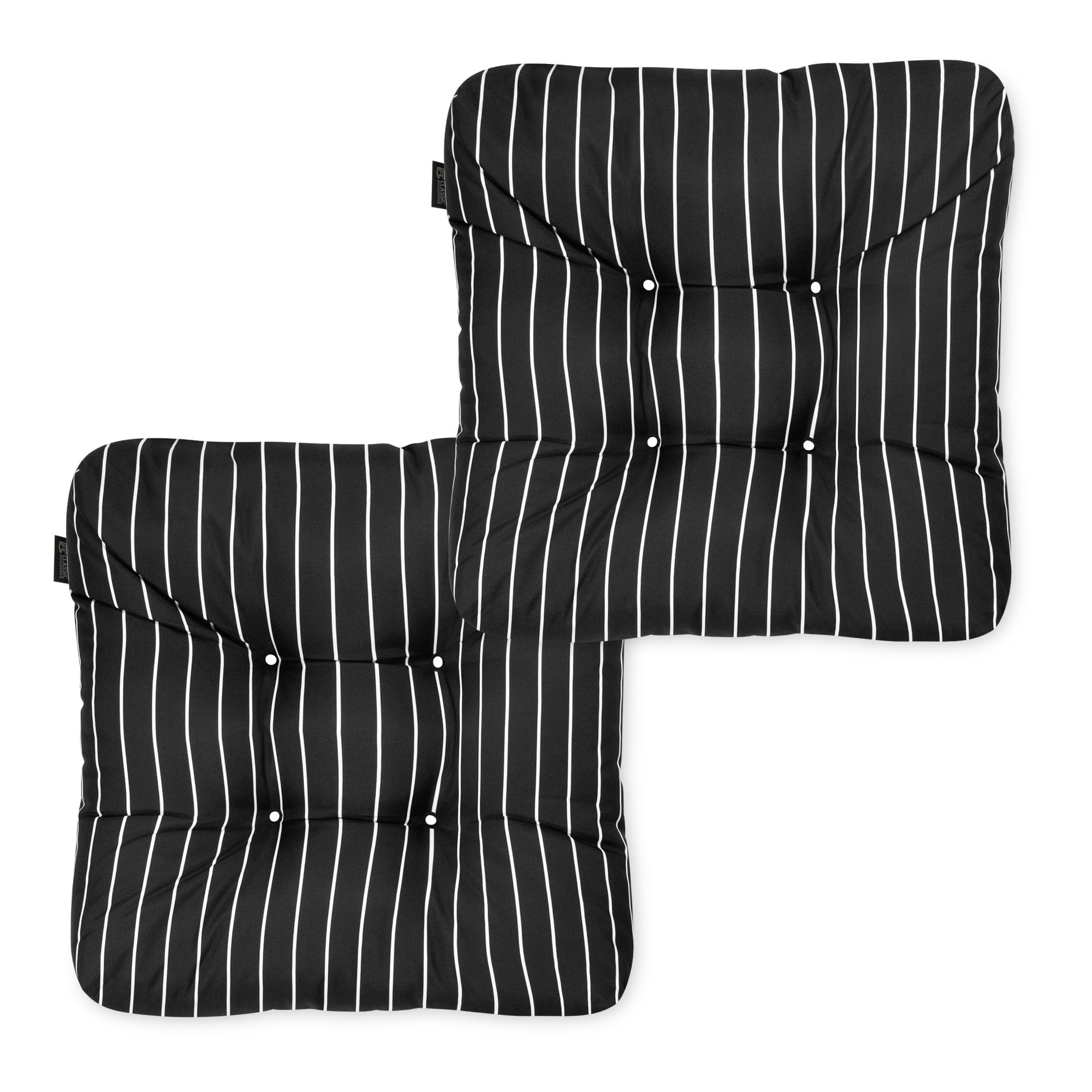 Classic Accessories Patio Seat Cushion, 2 Pack, Black Ink, Stripe, 19"W