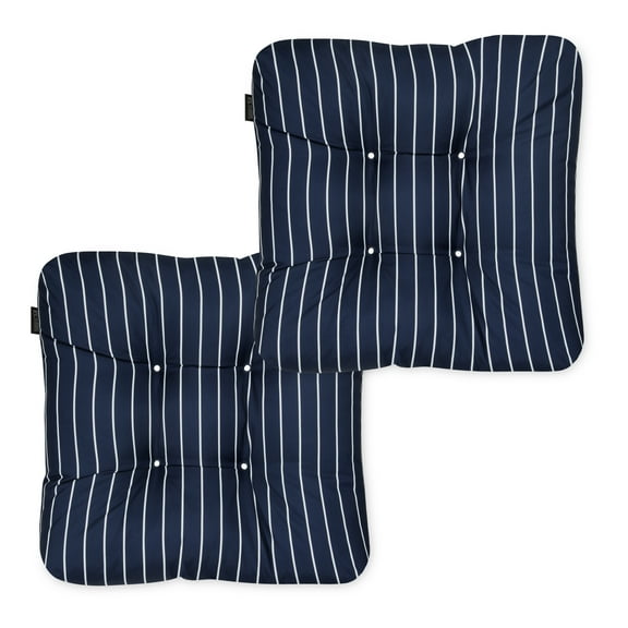 Classic Accessories Patio Seat Cushion, 2 Pack, Classic Navy, Stripe, 19"W