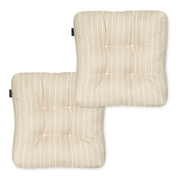 Classic Accessories Patio Seat Cushion, 2 Pack, Soft Beige, Stripe, 19"W