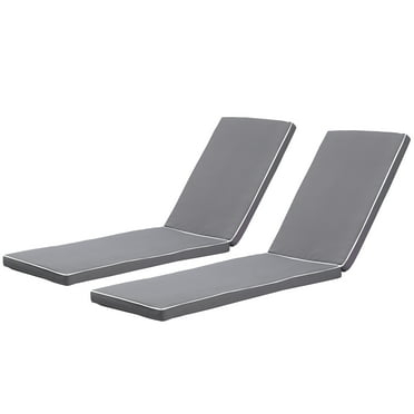 Patio Seating 2PCS Set Outdoor Lounge Chair Cushion Replacement Patio Funiture Seat Cushion Chaise Lounge Cushion-Grey with white Border,Outdoor Seating