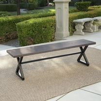 Patio Seating Outdoor Aluminum Dining Bench with Steel Frame, Brown / Black,Outdoor Seating