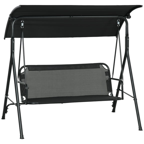 Patio Seating Outsunny 3-Seat Outdoor Patio Swing Chair with Removable Cushion, Steel Frame Stand and Adjustable Tilt Canopy for Patio, Garden, Poolside, Balcony, Backyard, Black 1,Outdoor Seating