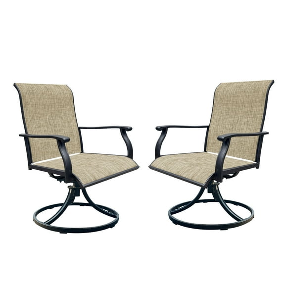 Patio Seating Swivel Dining Chairs Set of 2, Outdoor Swivel Breathable Textilene Patio Chairs Lawn Chairs for Front Porch Backyard Deck,Outdoor Seating