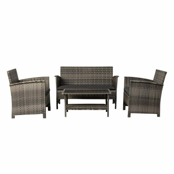 Patio Sense Jareth Resin Wicker 4 Piece Patio Conversation Set