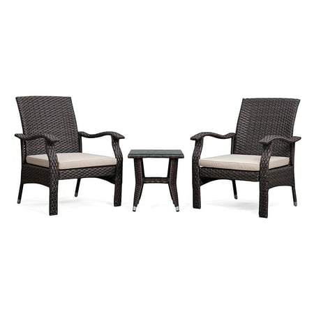 Patio Sense - Miles Outdoor Square Wicker 3 Piece Patio Set - Mocha