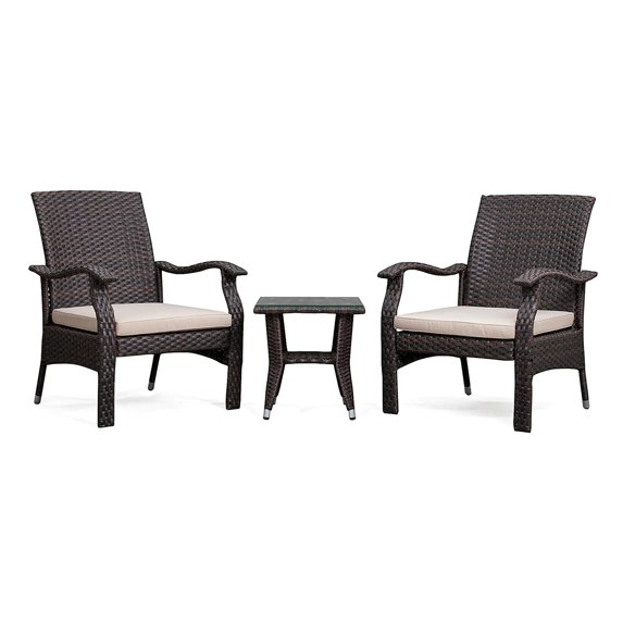 Patio Sense Miles Resin Wicker 3 Piece Patio Conversation Set