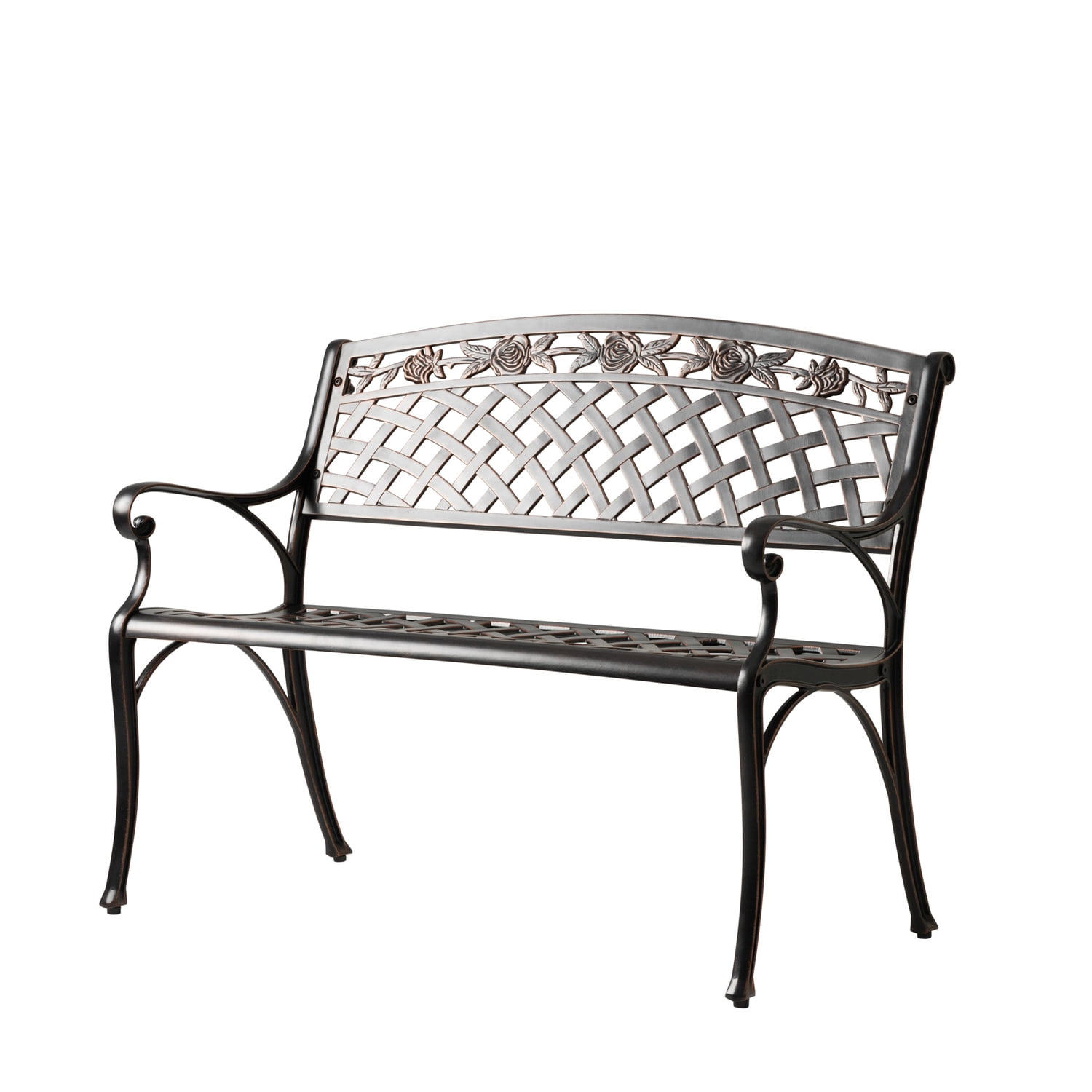 Scarlet 40" Antique Bronze Cast Aluminum Patio Bench