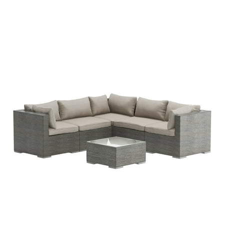 Patio Sense - Sino Wicker 6-Piece Sofa Set - Gray