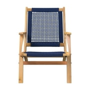 Patio Sense Vega Natural Stain Outdoor Solid Acacia Weather Resistant Chair, Navy Blue