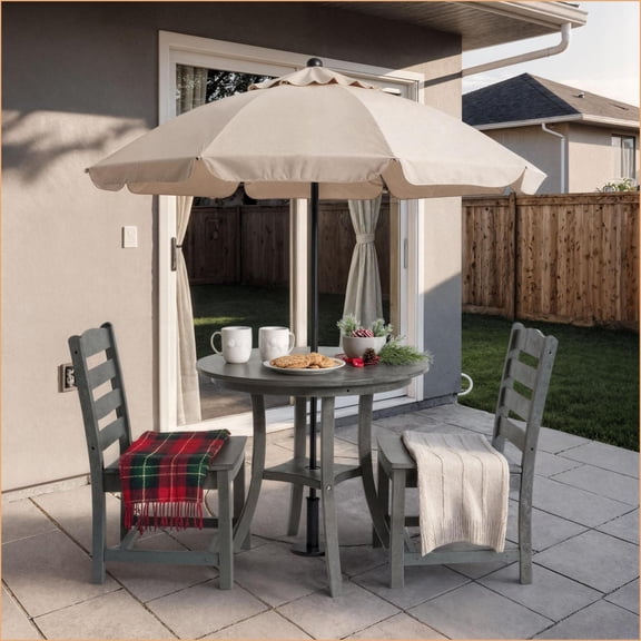 Patio Set 3-Piece Round Table & 2 Armless Chairs Compact for Balcony/Lawn | Slate Gray | HDPE