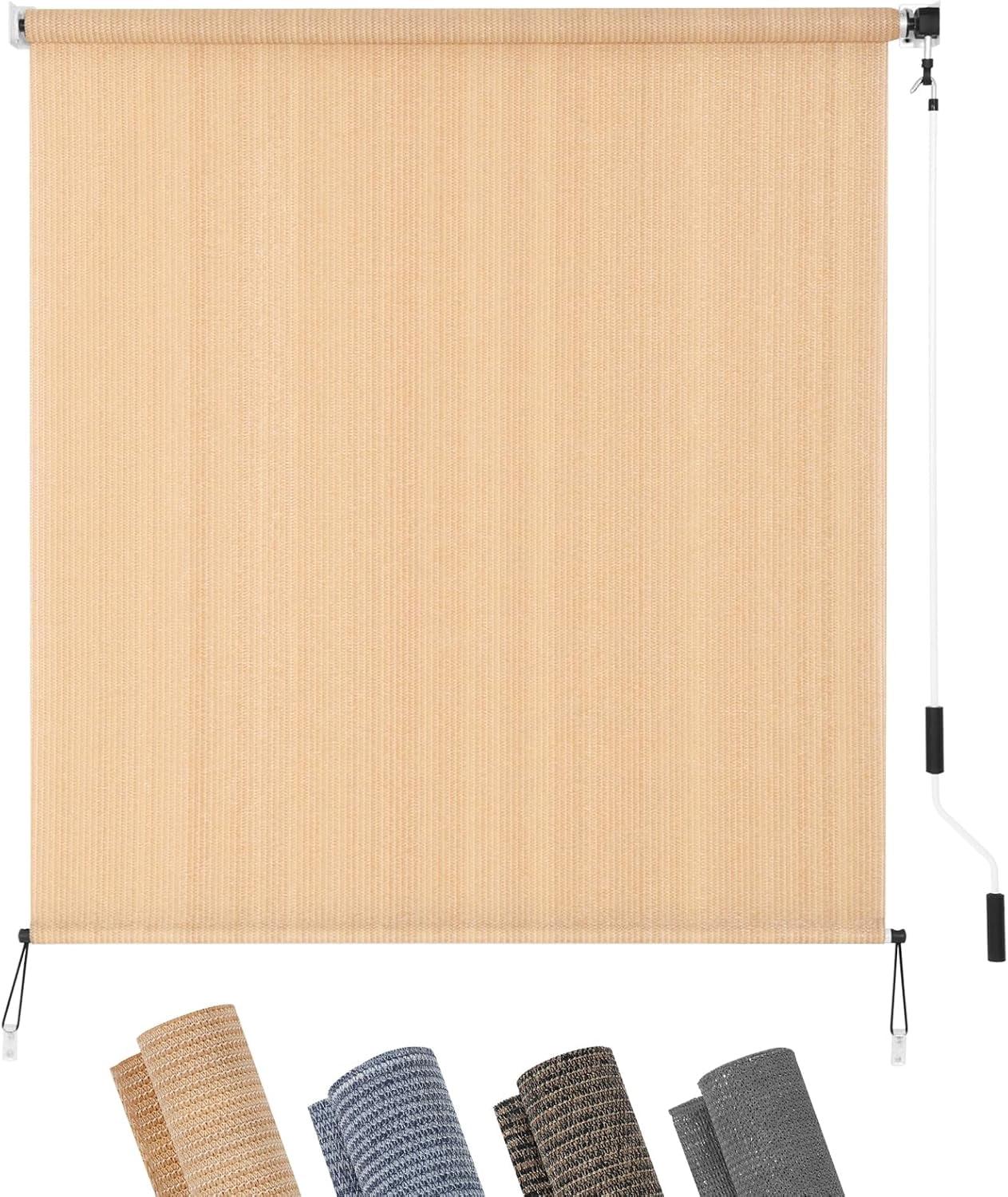 Patio Shades Roll Up Outdoor Blind, 6’ W x 8’ H Cordless Sun Shade ...