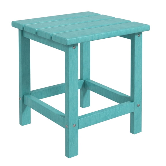 Patio Side Table 15" Square Outdoor End Table - Green HDPE Plastic Adirondack Chair Table