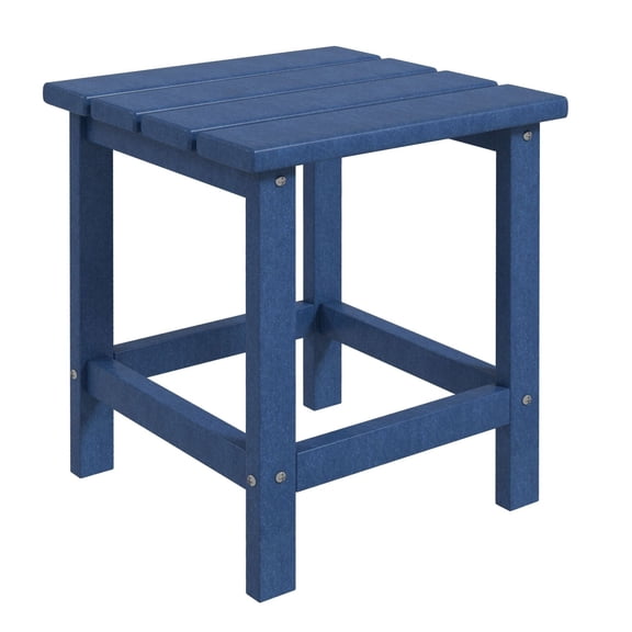Patio Side Table, 15" Square Outdoor End Table, HDPE Plastic Tea Table for Adirondack Chair, Backyard or Lawn, Blue