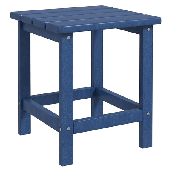 Patio Side Table, 15" Square Outdoor End Table, HDPE Plastic Tea Table for Adirondack Chair, Backyard or Lawn, Blue