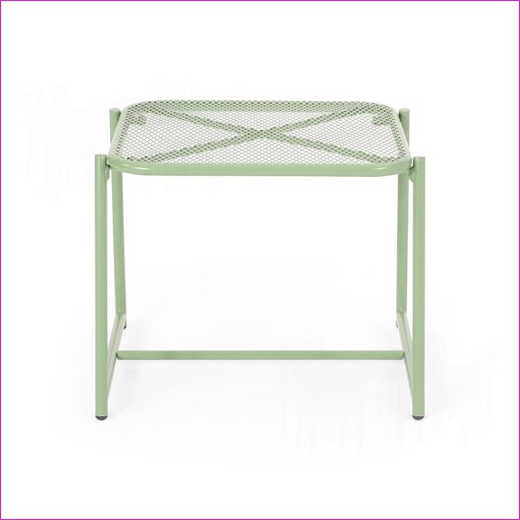 Patio Side Table, Modern Mesh Outdoor Chat Set | 19.5"W x 18"D x 16.25"H | Green | Iron