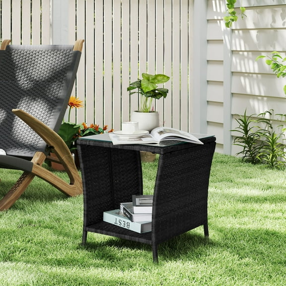 Patio Side Table, Outdoor Side Table, Weather Resistant Side Table for Garden, Deck, Balcony, Backyard,