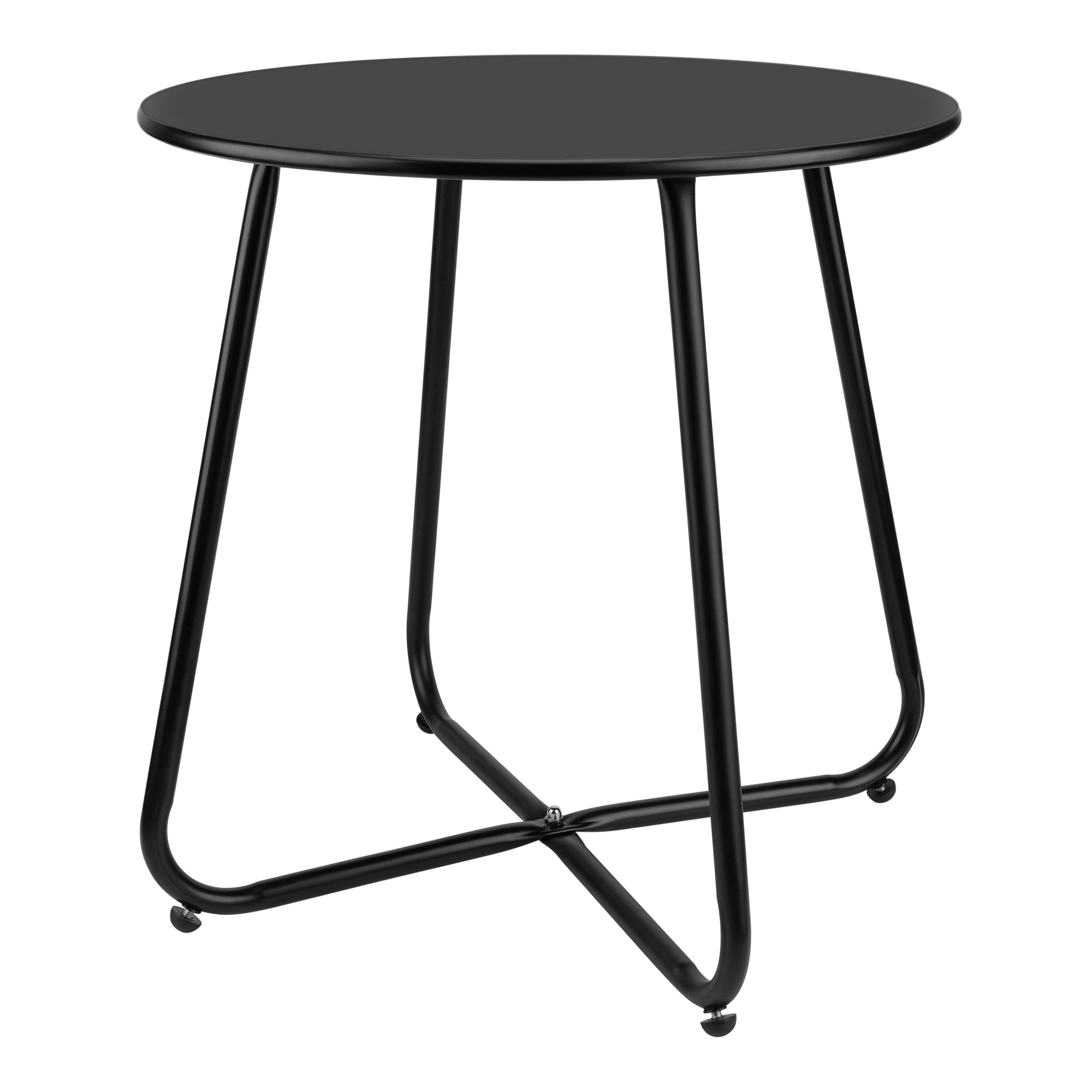 Patio Side Table Outdoor Small Round Waterproof Metal Cofee Table Black