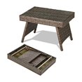 thumbnail image 1 of Rattan Wicker Coffee Table with Steel Frame, Foldable Portable Outdoor Side Table for Patio Garden Poolside Lawn, Durable PE Material, Brown, 1 of 5