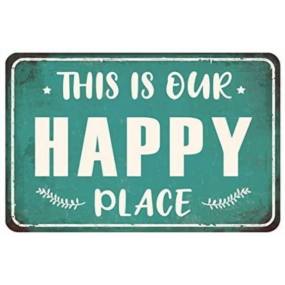 Patio Sign Porch Decorations Welcome Metal Bar Signs Outdoor Wall Decor For Back yard Hot Tub 8x12 Inches - This is Our Happy Place
