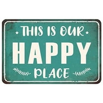 Patio Sign Porch Decorations Welcome Metal Bar Signs Outdoor Wall Decor For Back yard Hot Tub 8x12 Inches - This is Our Happy Place