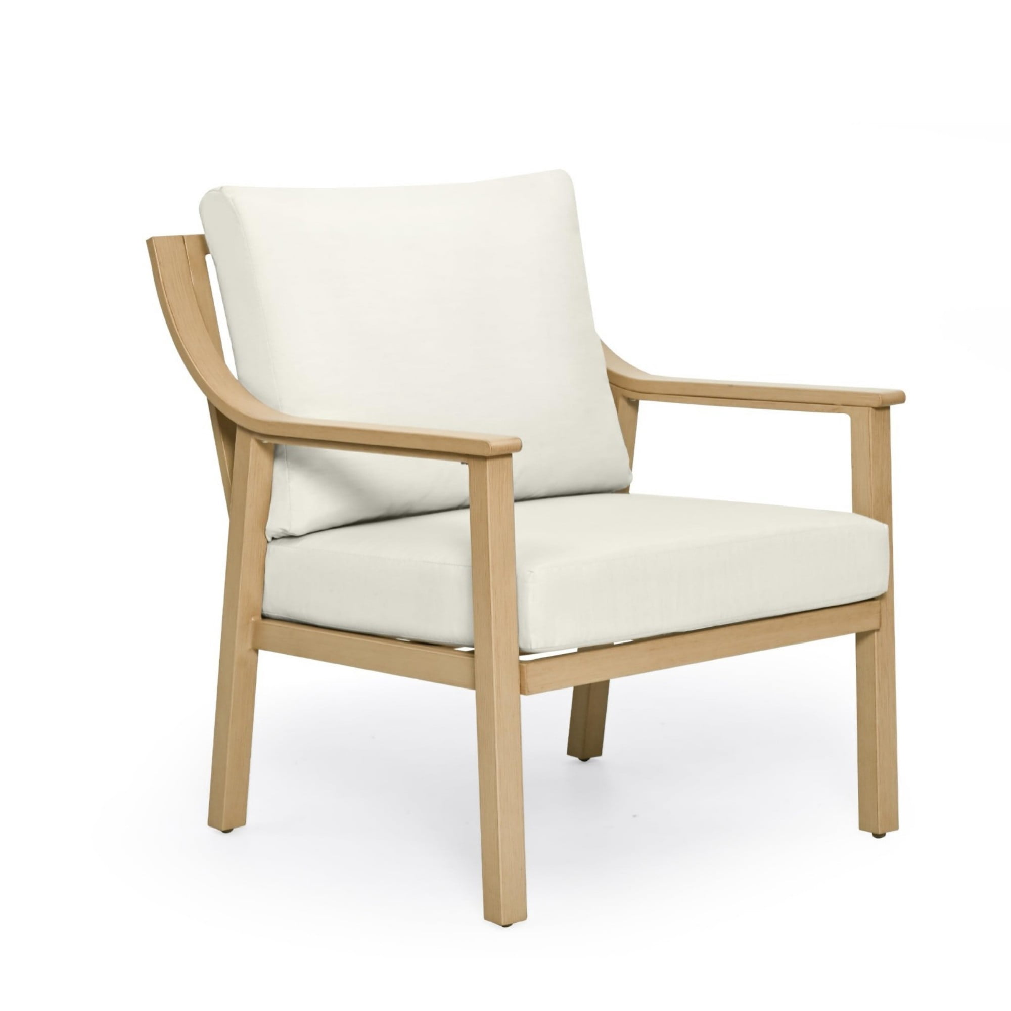 Patio Single Sofa Chair Outdoor Aluminum Armchair with Thick Cushion Waterproof Outdoor Seating for Porch Deck Backyard Balcony, Beige