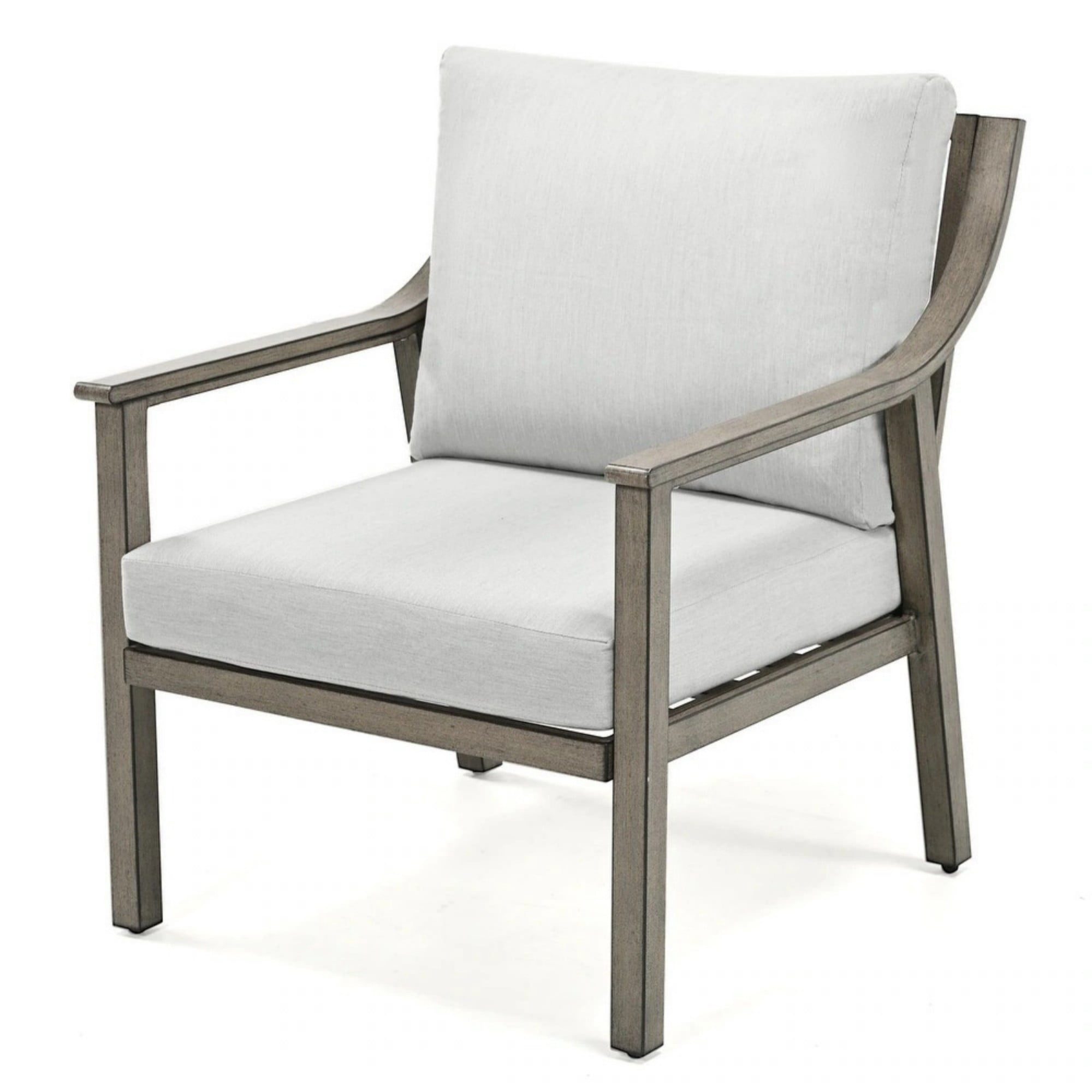Patio Single Sofa Chair Outdoor Aluminum Armchair with Thick Cushion Waterproof Outdoor Seating for Porch Deck Backyard Balcony,White