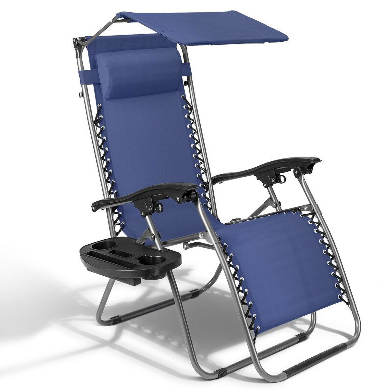 Patio Single Zero Gravity Folding Lounge Recliner Chair with Canopy and ...