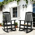 thumbnail image 1 of Patio Slat Rocking Chair Set of 2, HDPE Plastic Weather Resistant Porch Rocker,Black, 1 of 10