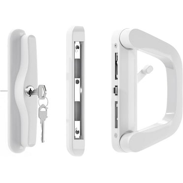 Patio Sliding Door Handle Set with Key Cylinder and Mortise Lock, Glass Door Lock Replacement Set Fits Door Thickness from 1-3/16" to 1-3/8",Fits