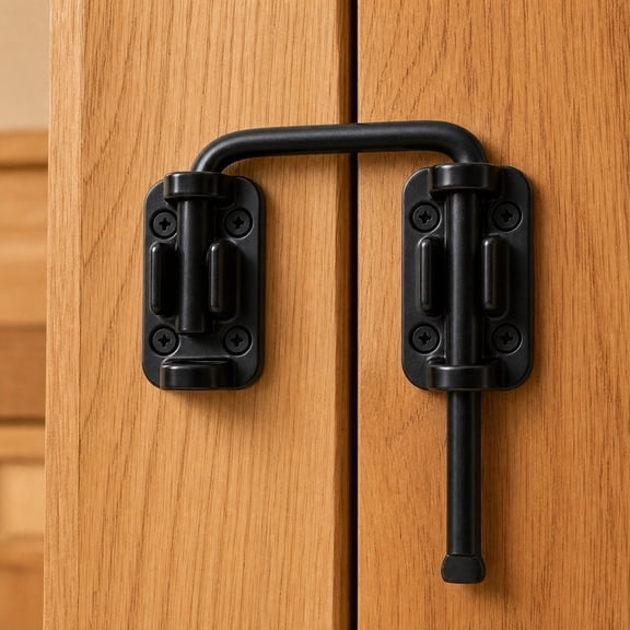 Patio Sliding Door Loop Lock, 2-3/8 Inch U-Shaped Latch Hook Lock for Window Barn Garden Fence Gate Shed Garage Screen Door, Increase Home Security (1PC, Black)