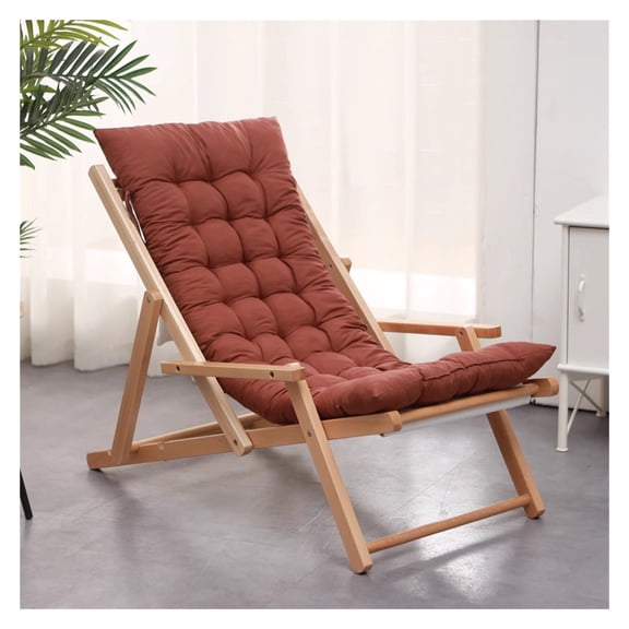 Patio Sling Chairs Adjustable Outdoor Wooden Beach Chair with Armrest & Pillowcase,Portable Folding Lounge Chairs for Porch,Poolside,Garden