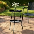 thumbnail image 1 of Patio Small Side Table, Round 2 Tier End Table, Metal Round Coffee Table for Indoor Outdoor, Black, 1 of 7