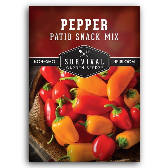 Snack Mix Patio Pepper Seeds - Rainbow Lunchbox Peppers - Non-GMO Heirloom Annual Full Sun - 1 Pack